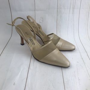 St John Nude Mesh Slingback Heels Size 7
